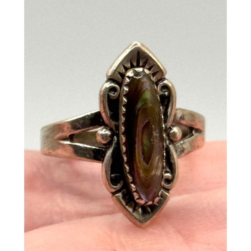 Bell Trading Post Vintage‎ Sterling Silver Abalone Ring Southwestern Size 6